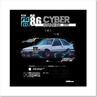 JDM Ae86 design Cyber Panda AE86 T-Shirt Mug Coffee Mug Apparel Hoodie Sticker Gift Posters and Art